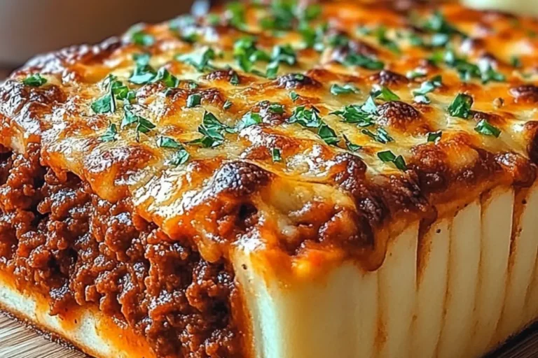 Garlic Bread Cheesy Sloppy Joe Bake