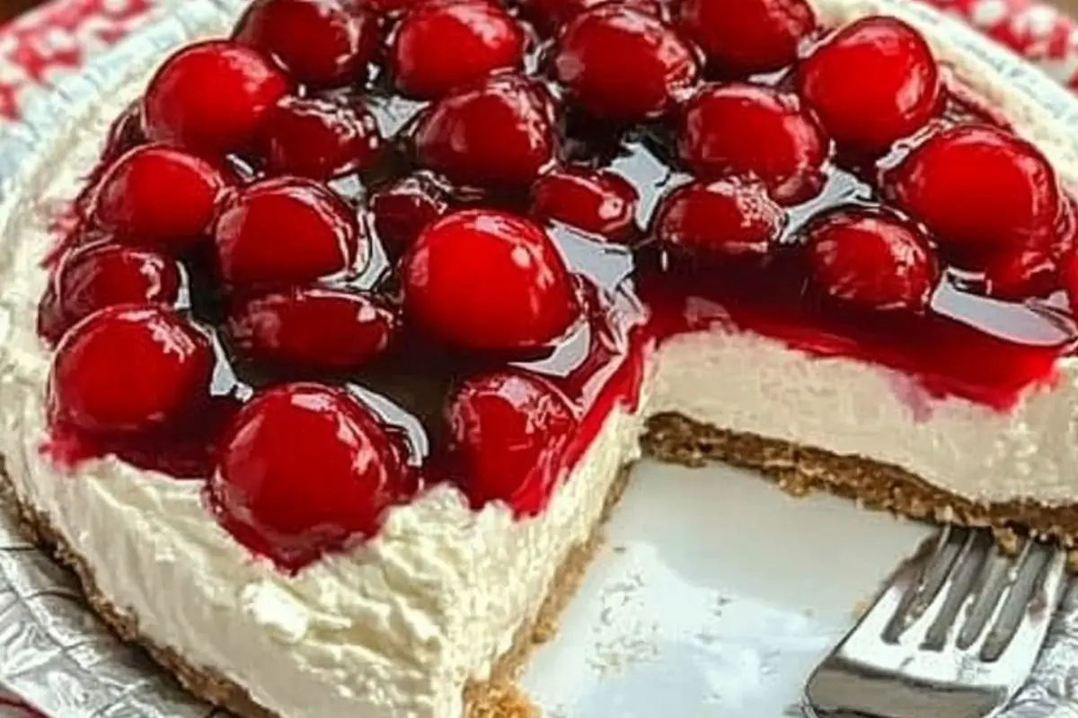 Easiest No-Bake Cherry Cheesecake ,