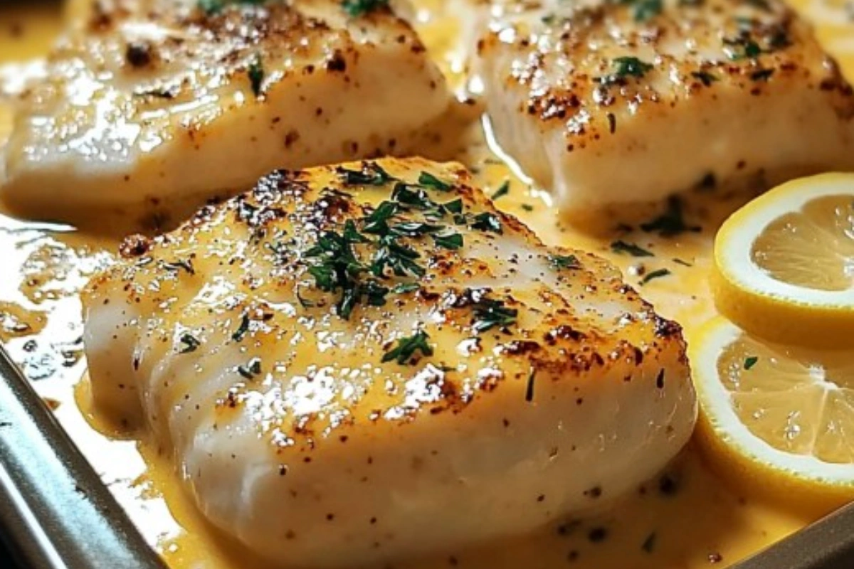 Oven-Baked Cod with Mustard and Creamy Lemon Sauce