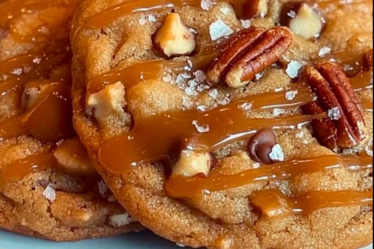 Chocolate Chip Cookies with Salted Caramel and Pecan Nuts