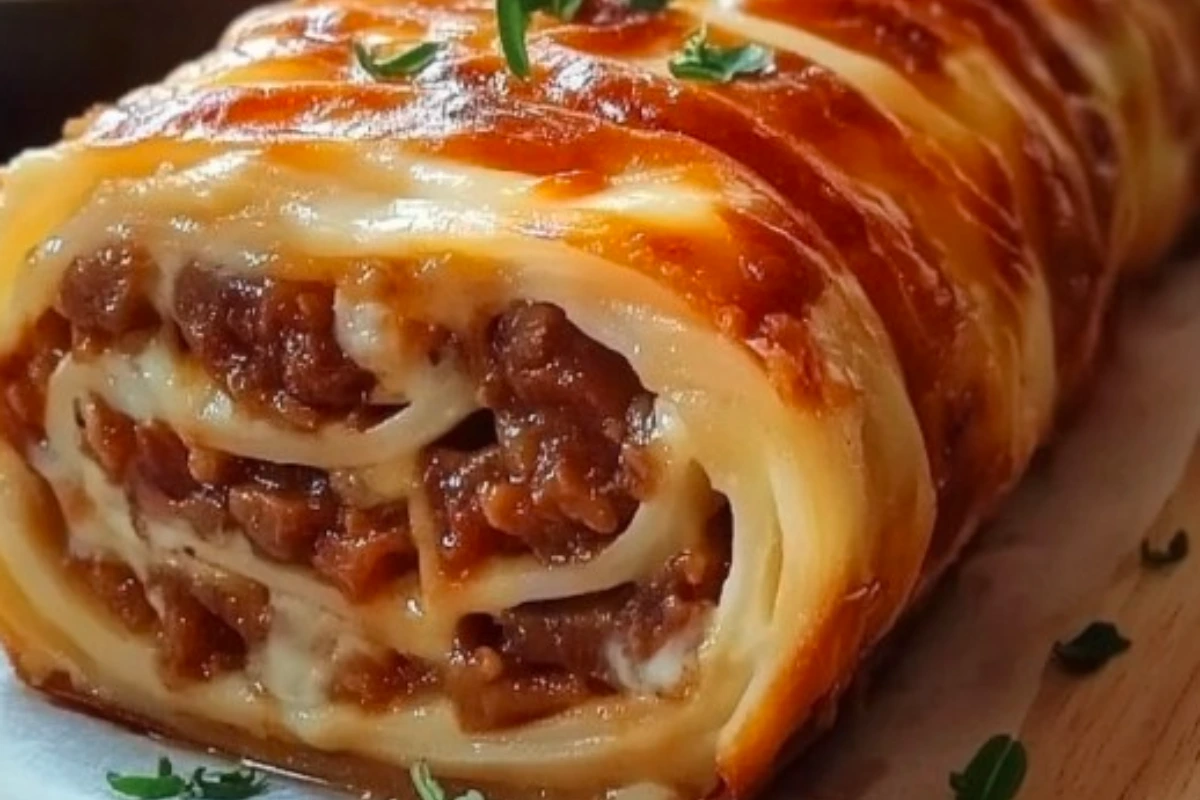 Delicious Puff Pastry Roll with Ground Beef and Melting Cheese